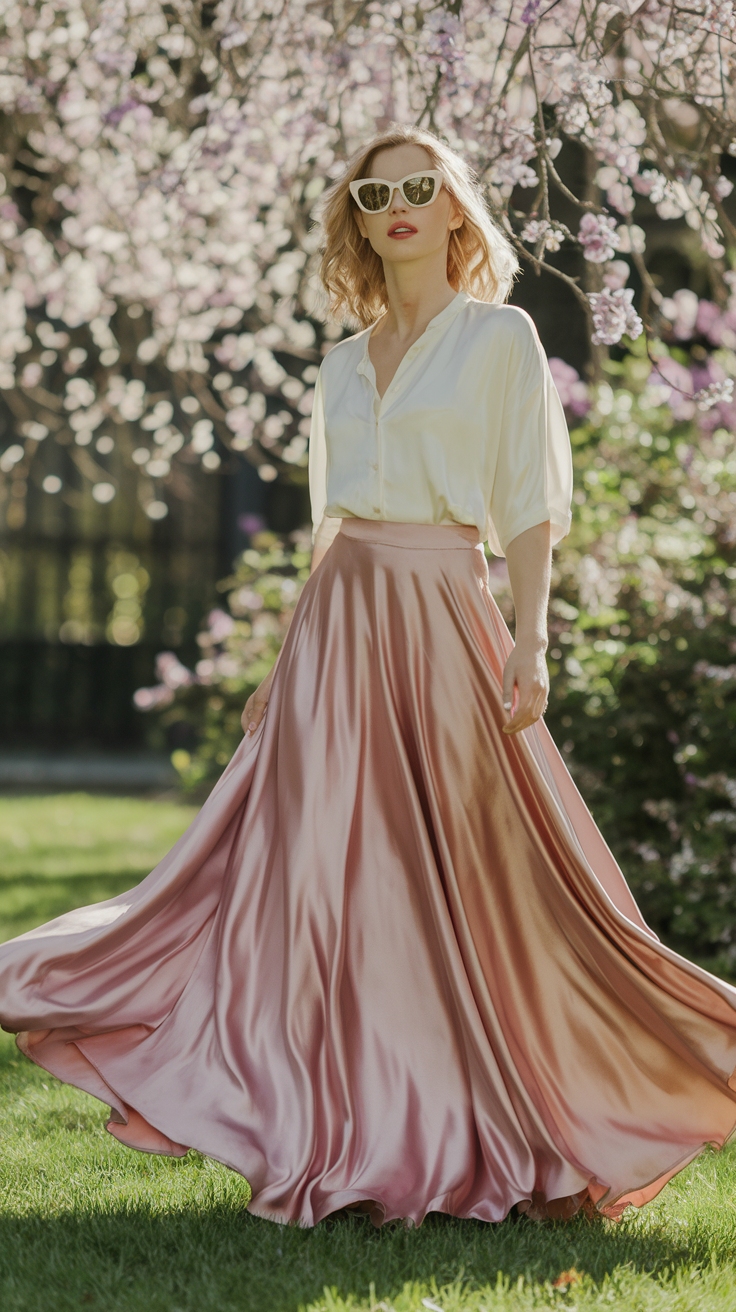 Satin Maxi Skirt Outfit Spring Styles You’ll Love outfit idea