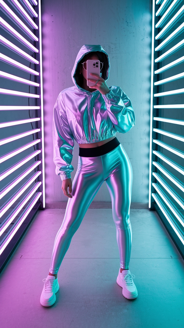 Daring Looks with Silver Leggings Outfit Metallic Styles outfit idea