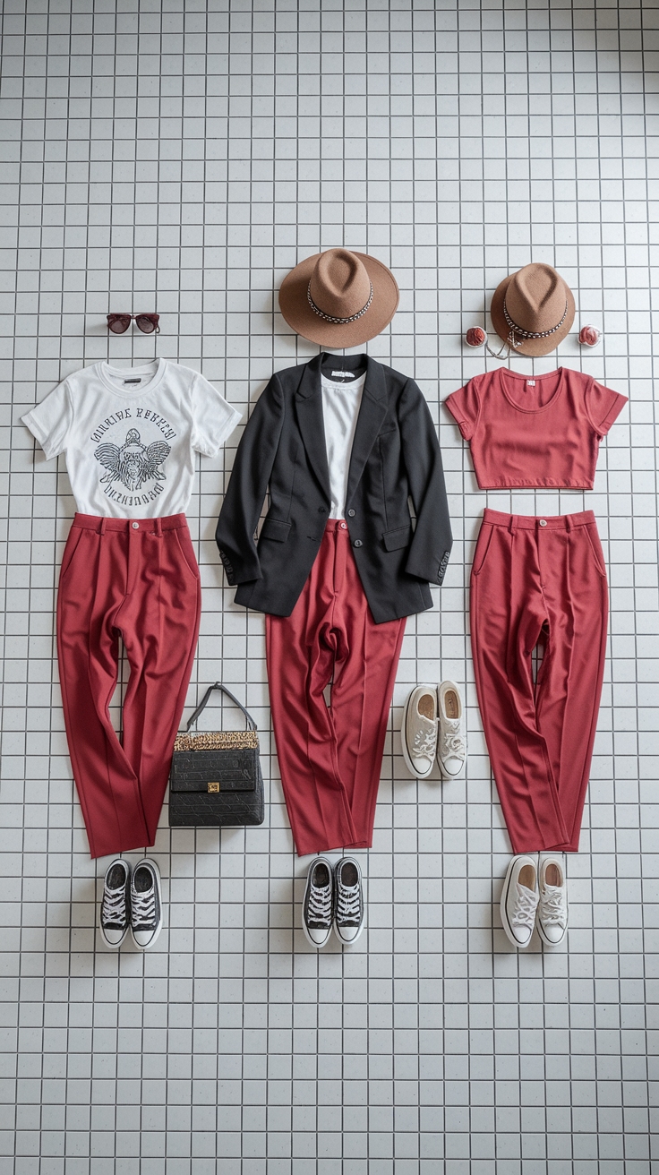Creative Ways for Styling Red Pants This Season outfit idea