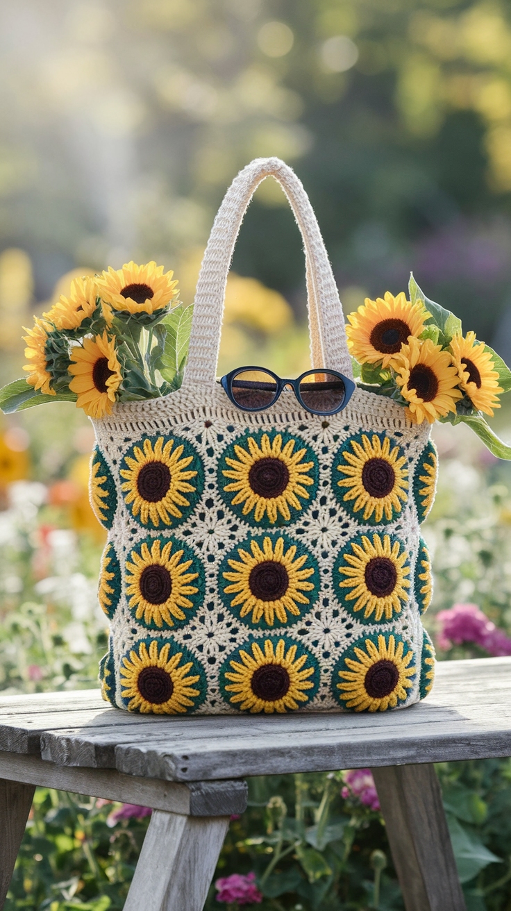 Sunflower Tote Bag Crochet: Brighten Your Style outfit idea