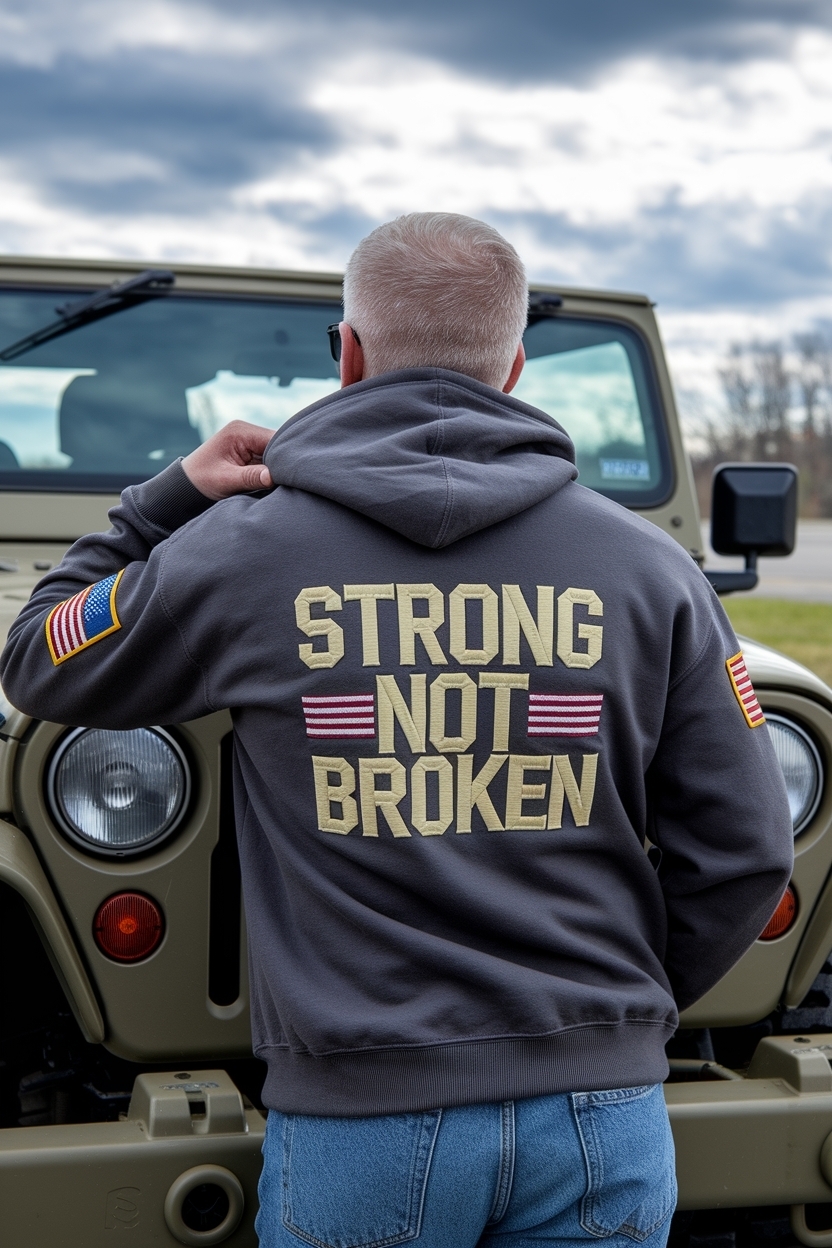 Veteran Strong Not Broken Hoodie: Honor Resilience in Style outfit idea