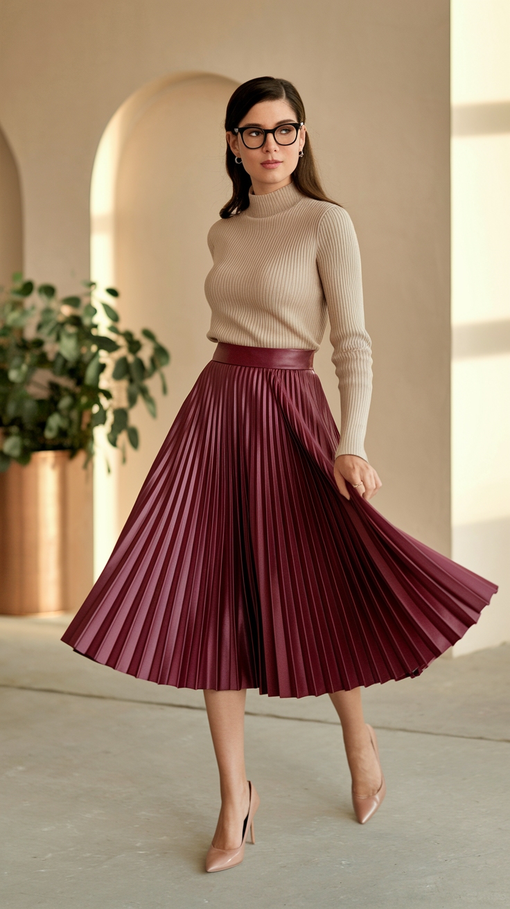 Wine Red Skirt: Styling Tips for a Chic Ensemble outfit idea
