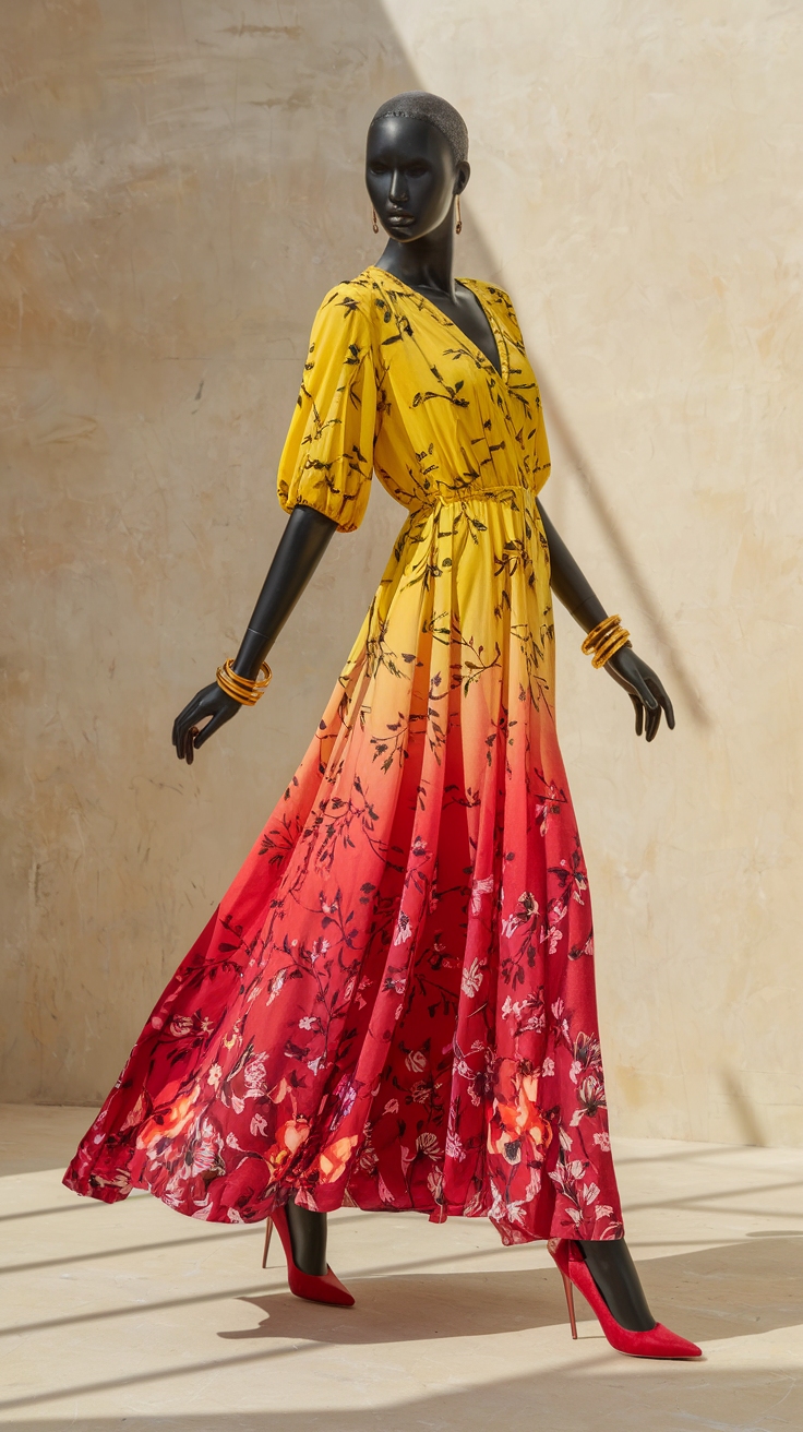 Styling a Yellow Red Combination Dress with Confidence outfit idea