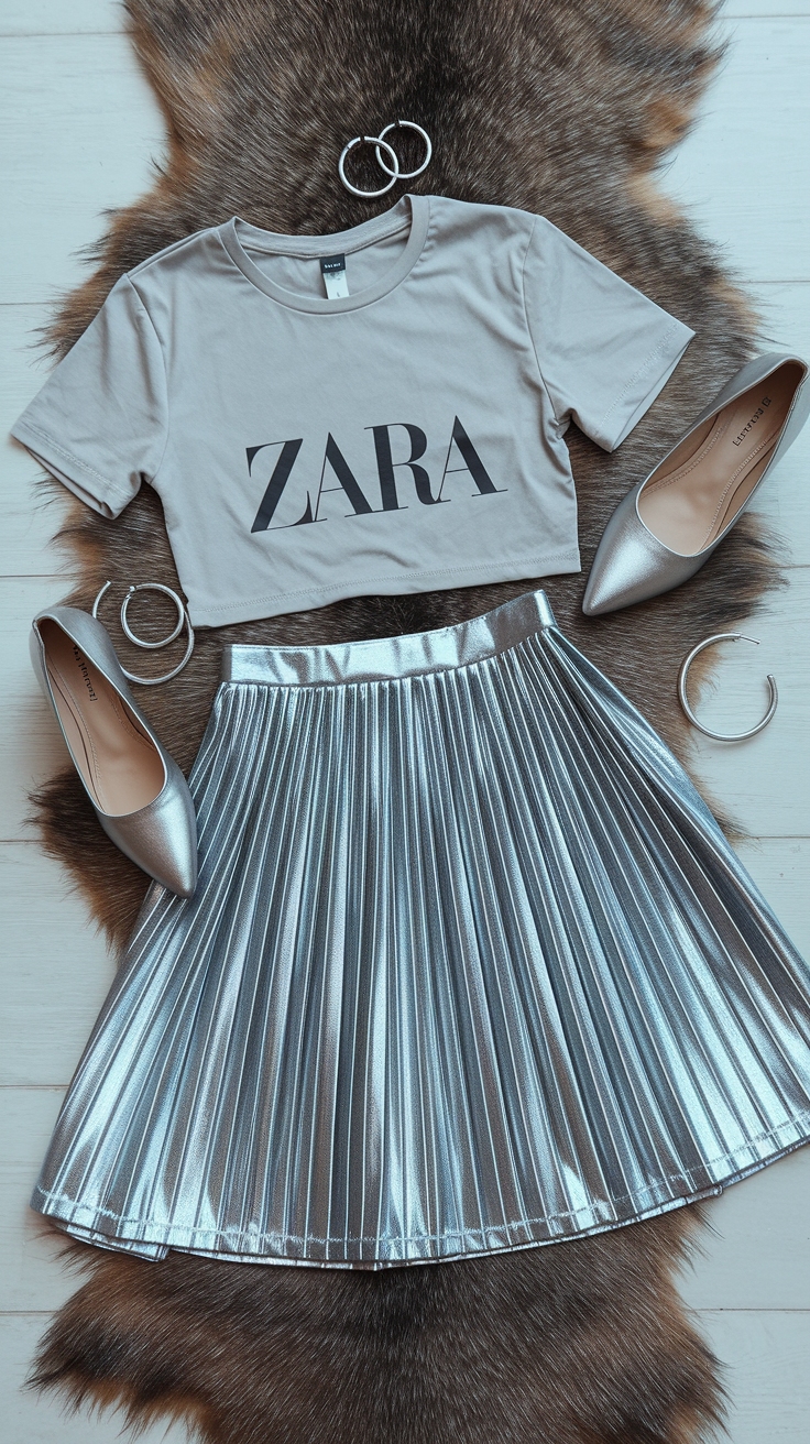Zara Metallic Skirt: Versatile Fashion for Any Occasion outfit idea