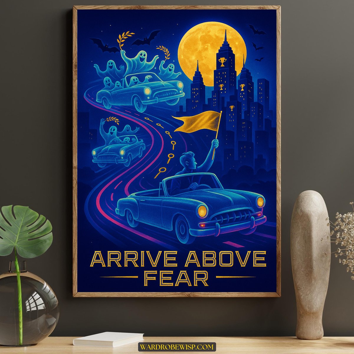 Arrive Above Fear Car Halloween canvas