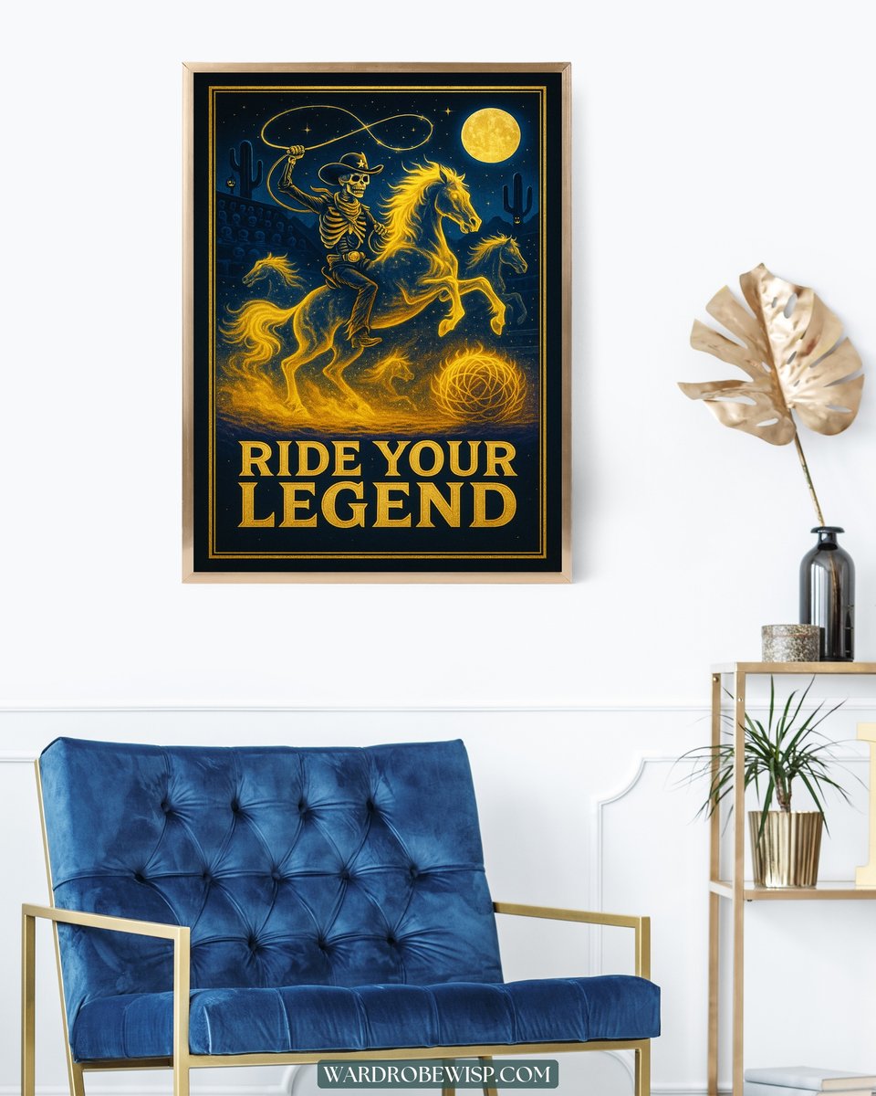 Halloween Art Skeleton Cowboy canvas