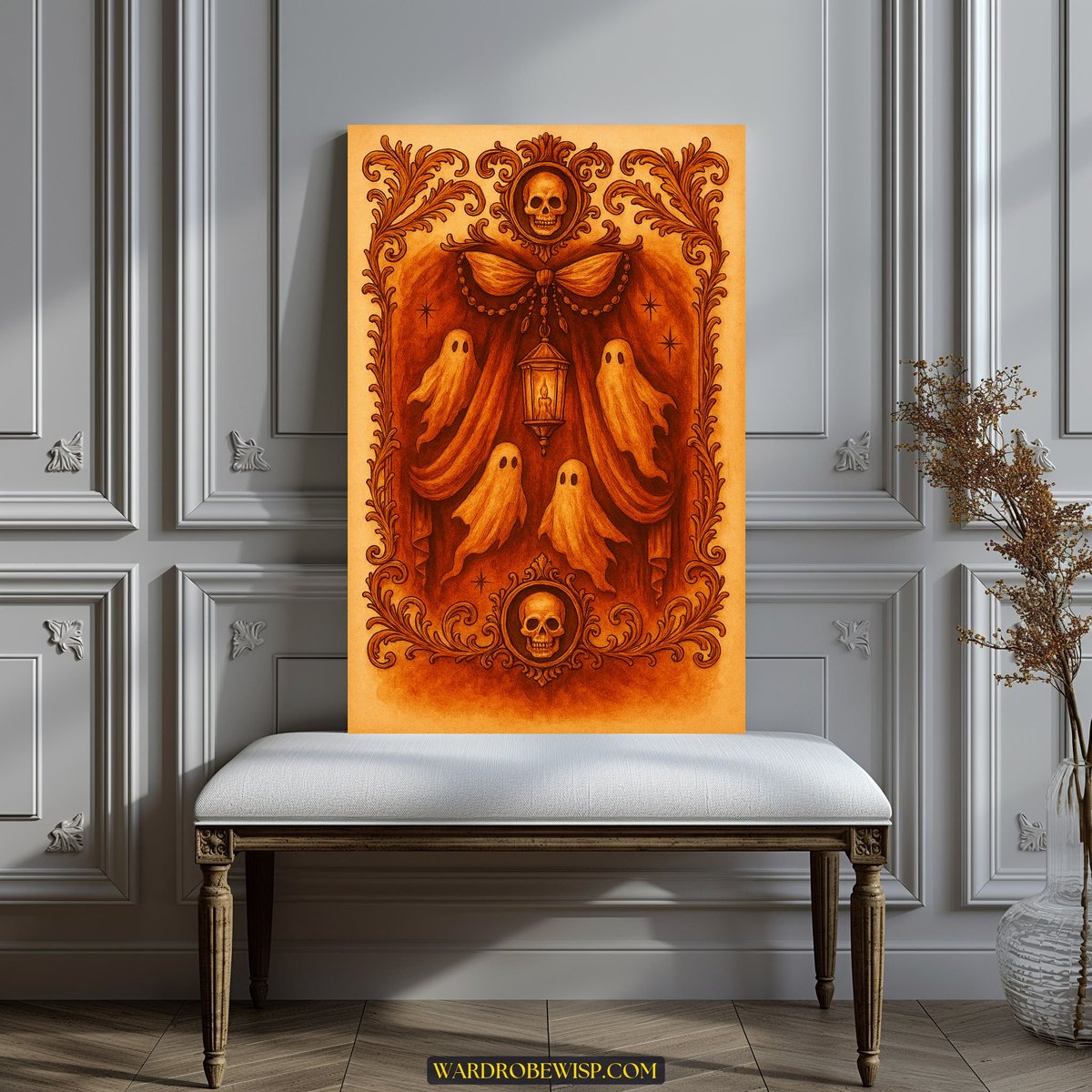 Halloween Baroque Ghost Wall Art canvas