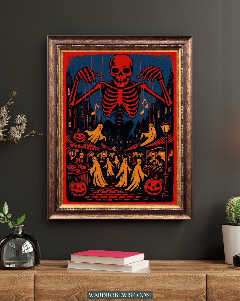 Halloween Skeleton Puppeteer Art canvas