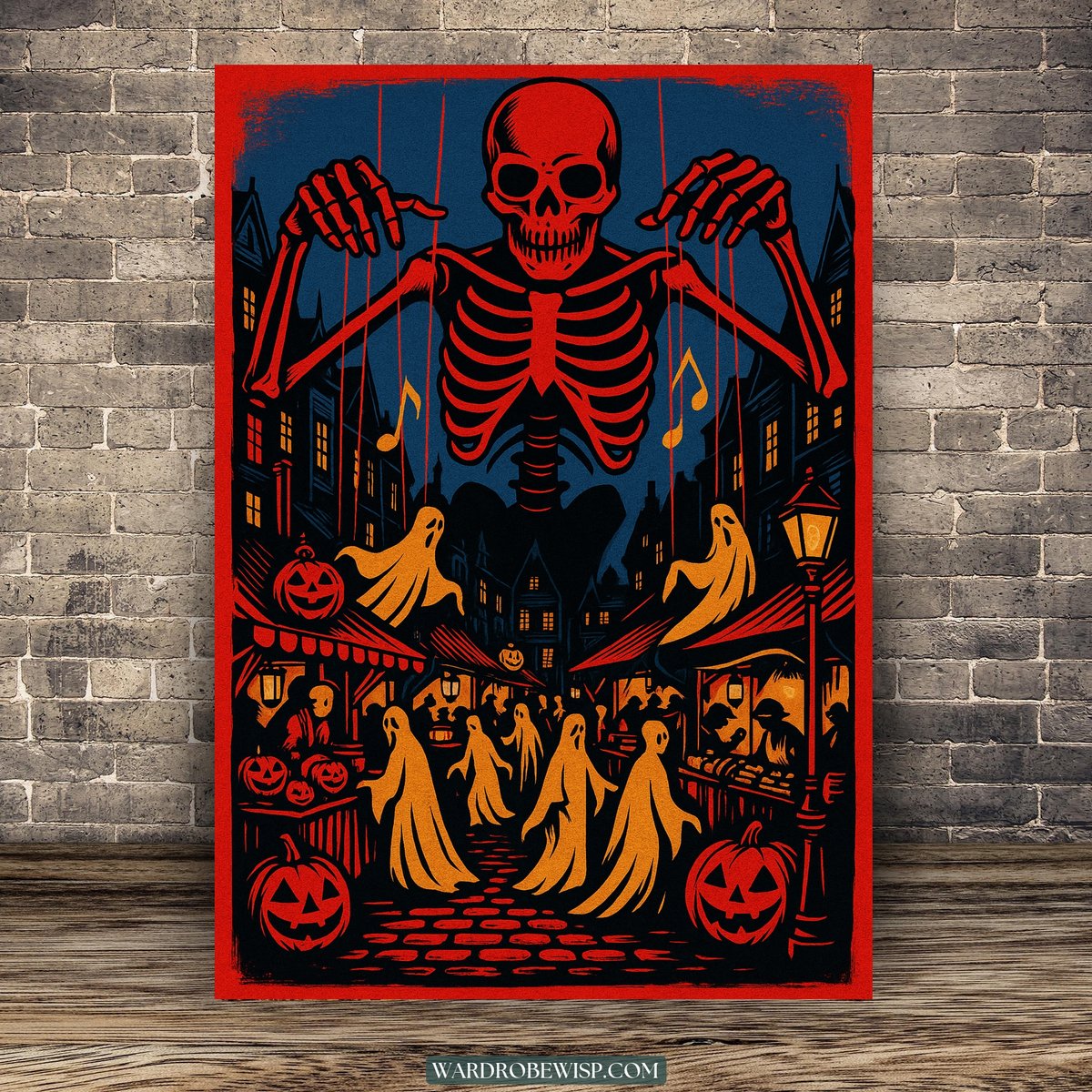 Halloween Skeleton Puppeteer Art canvas