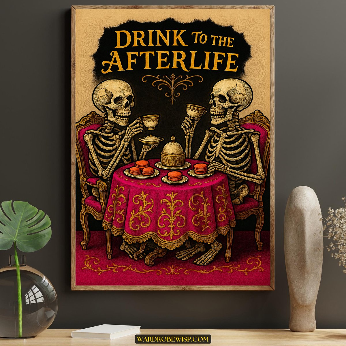 Halloween Skeleton Tea Party canvas