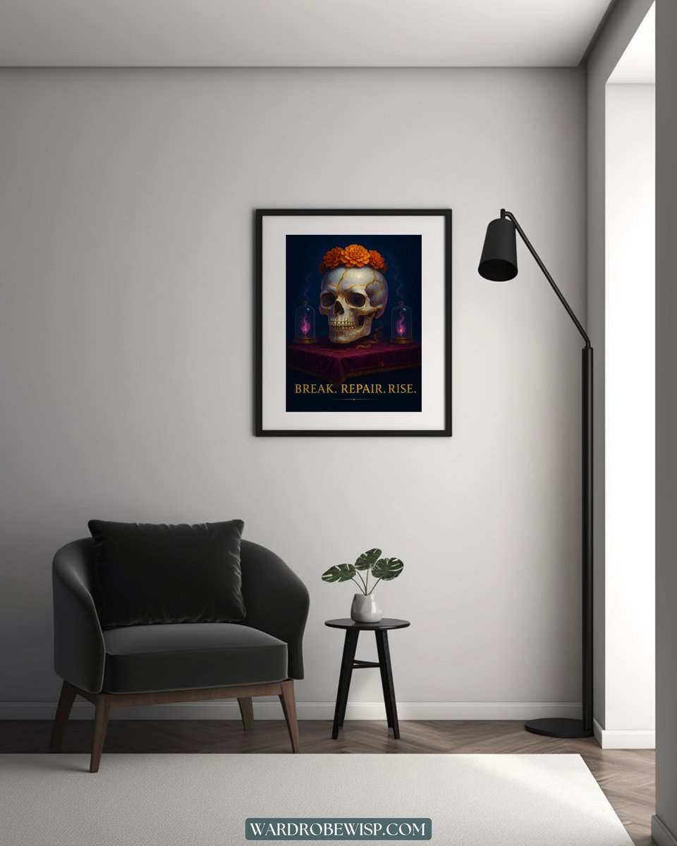 Kintsugi Skull Wall Art canvas