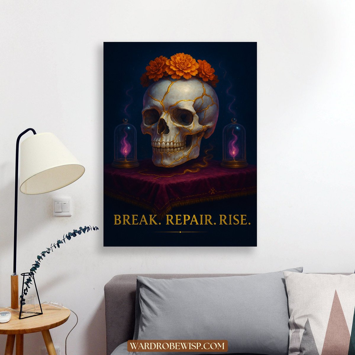 Kintsugi Skull Wall Art canvas