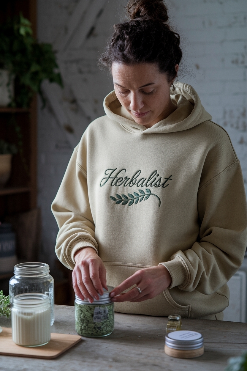 Fashion Spotlight: Apothecary Herb Embroidered Hoodie outfit idea