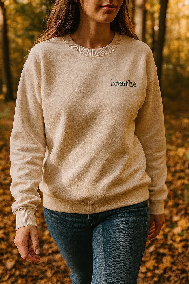 breathe begie sweatshirt