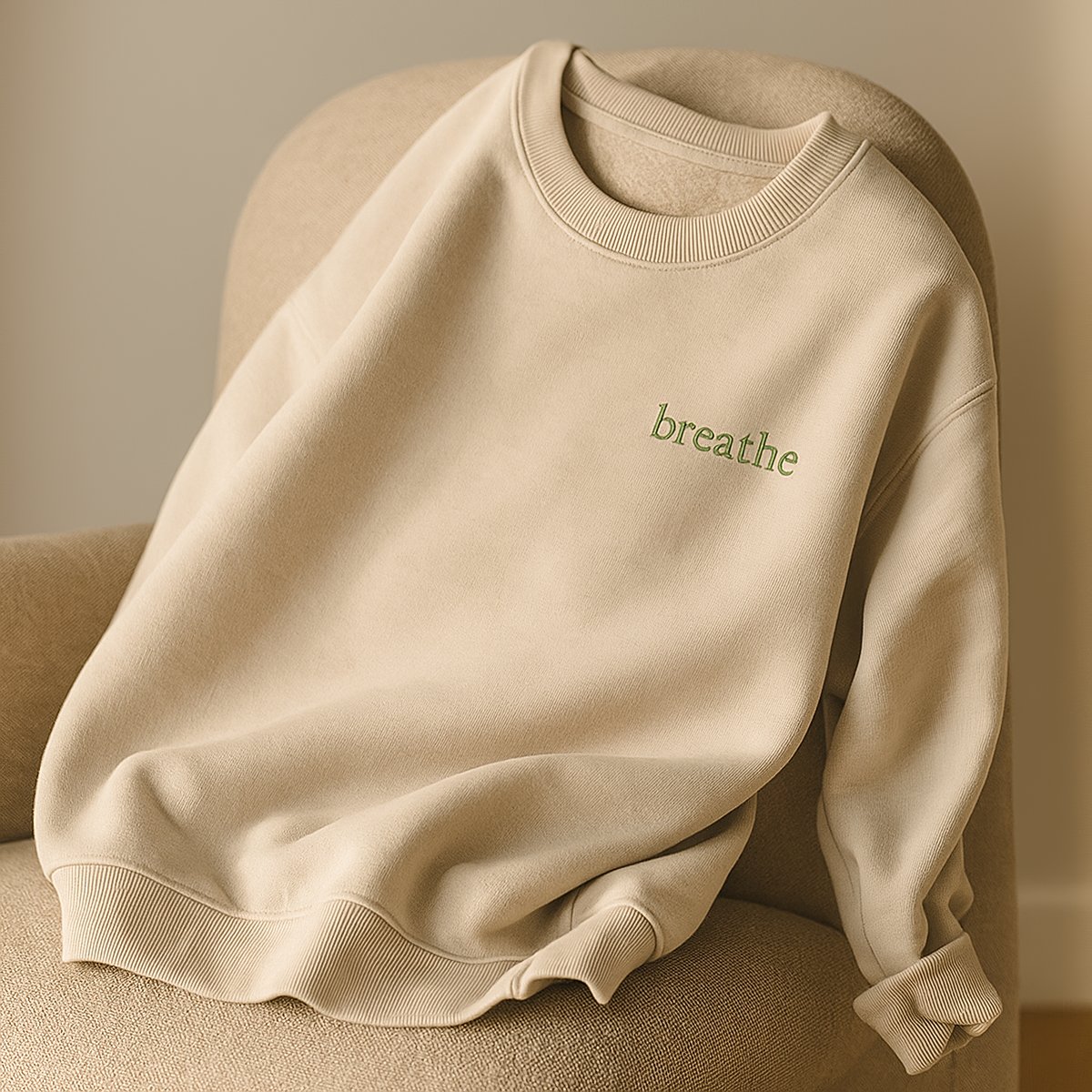 breathe begie sweatshirt