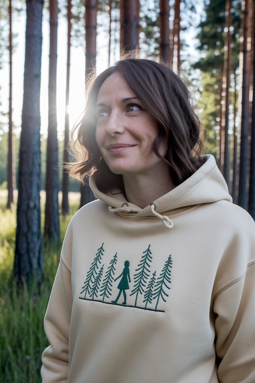 Forest Bathing Embroidered Hoodie: Nature-Inspired Comfort outfit idea