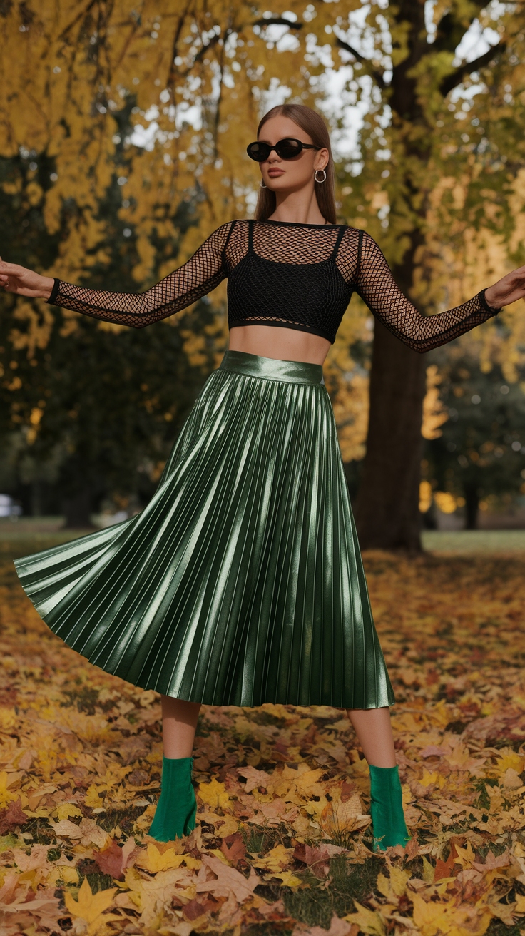 Accessorizing Your Metallic Green Skirt Outfit Like a Pro outfit idea
