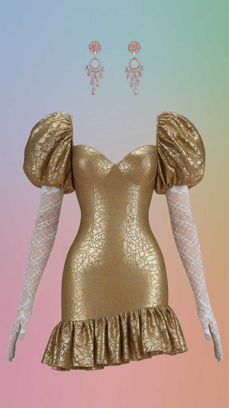 Dressing Up in a Beautiful Metallic Lace Dress outfit idea