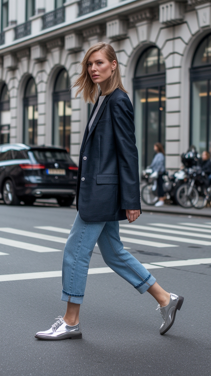 Pairing Metallic Oxford Shoes Outfit for Chic Looks outfit idea