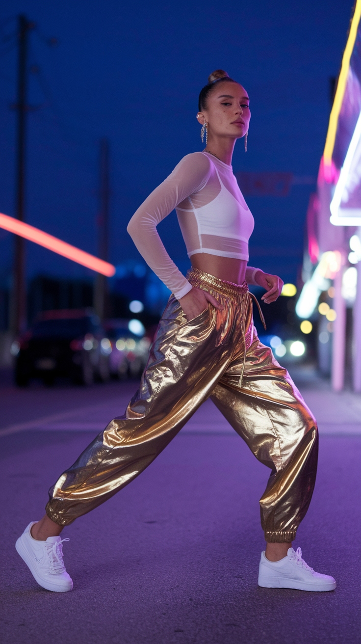 Your Guide to a Stunning Metallic Pants Outfit outfit idea