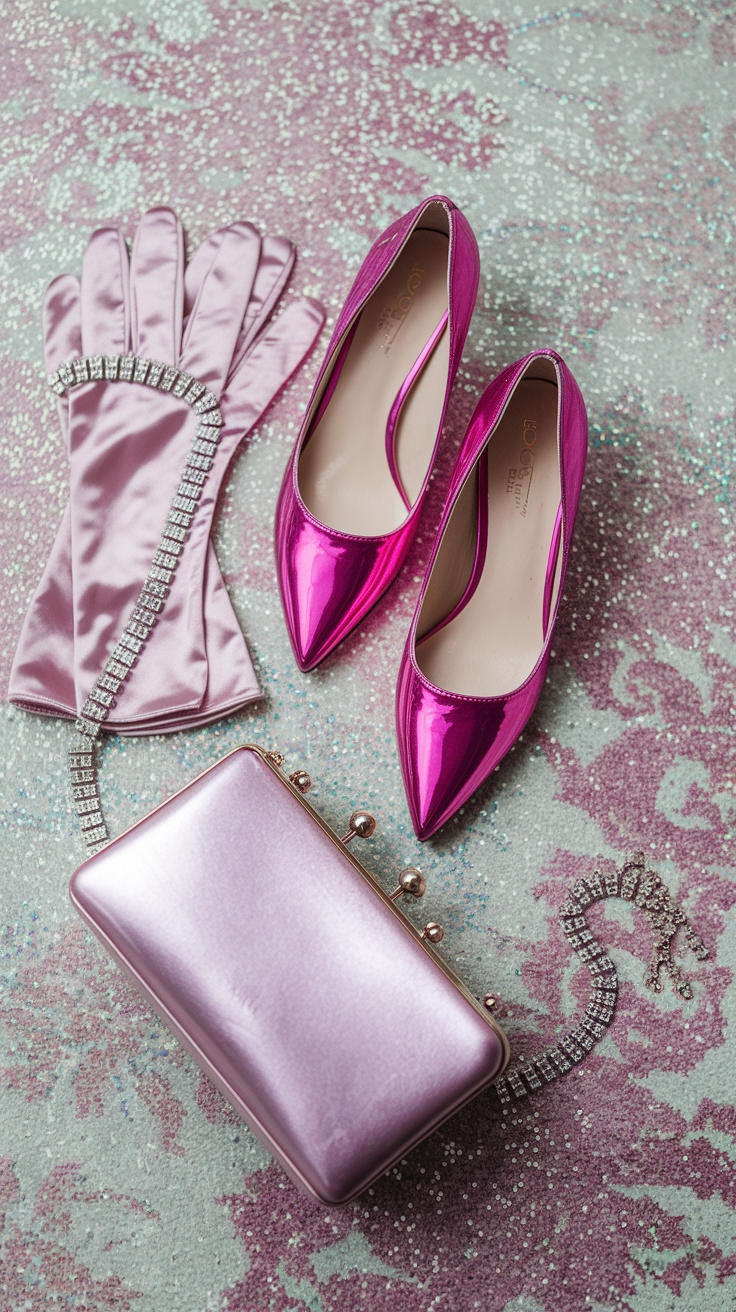 Perfect Metallic Pink Heels Outfit for Any Event outfit idea