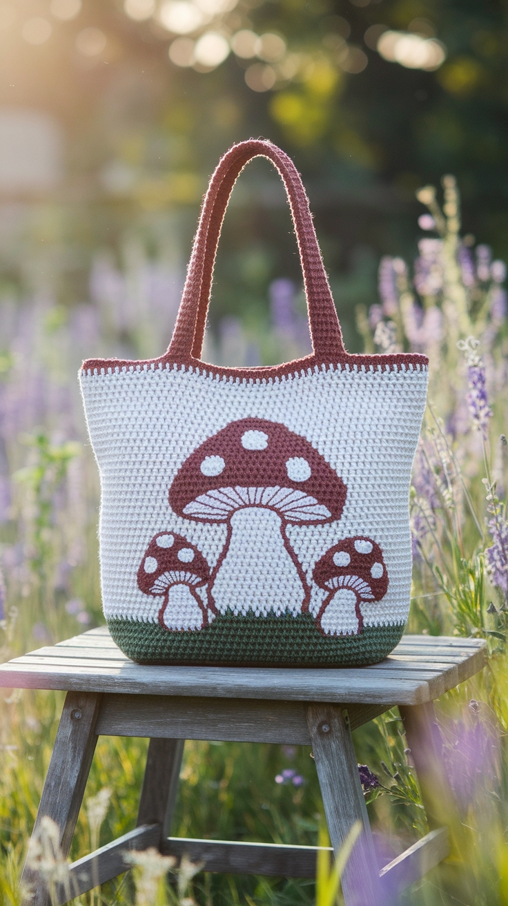 Mushroom Tote Bag Crochet: Stylish and Fun outfit idea