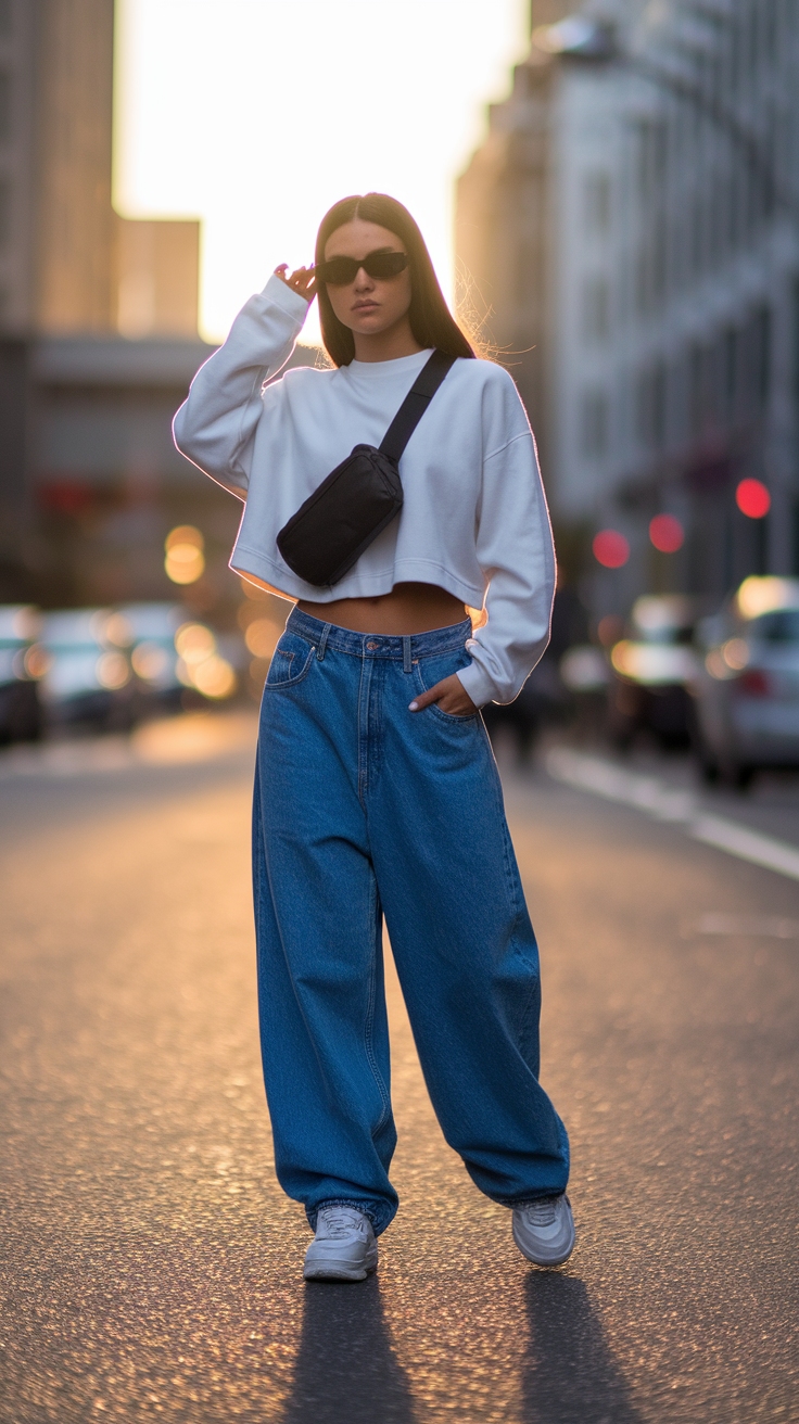 Outfit Inspo Blue Baggy Jeans for Casual Style outfit idea