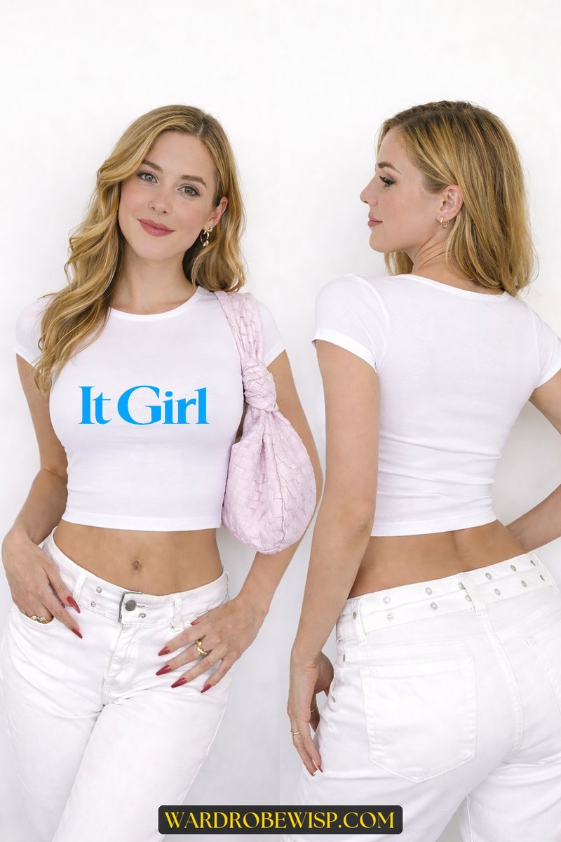 Real Model Mockup Custom Text Tshirt Y2K Baby Tee Crop Top Gift Her baby tee