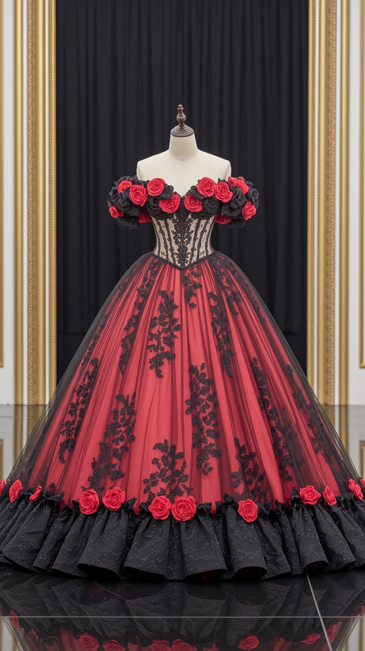 Red and Black Ball Gown: Elegance for Special Occasions outfit idea