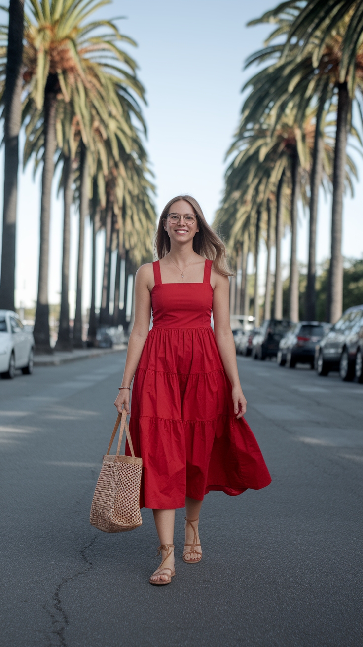 Red Dress Casual Summer Styles for Easy Wear outfit idea