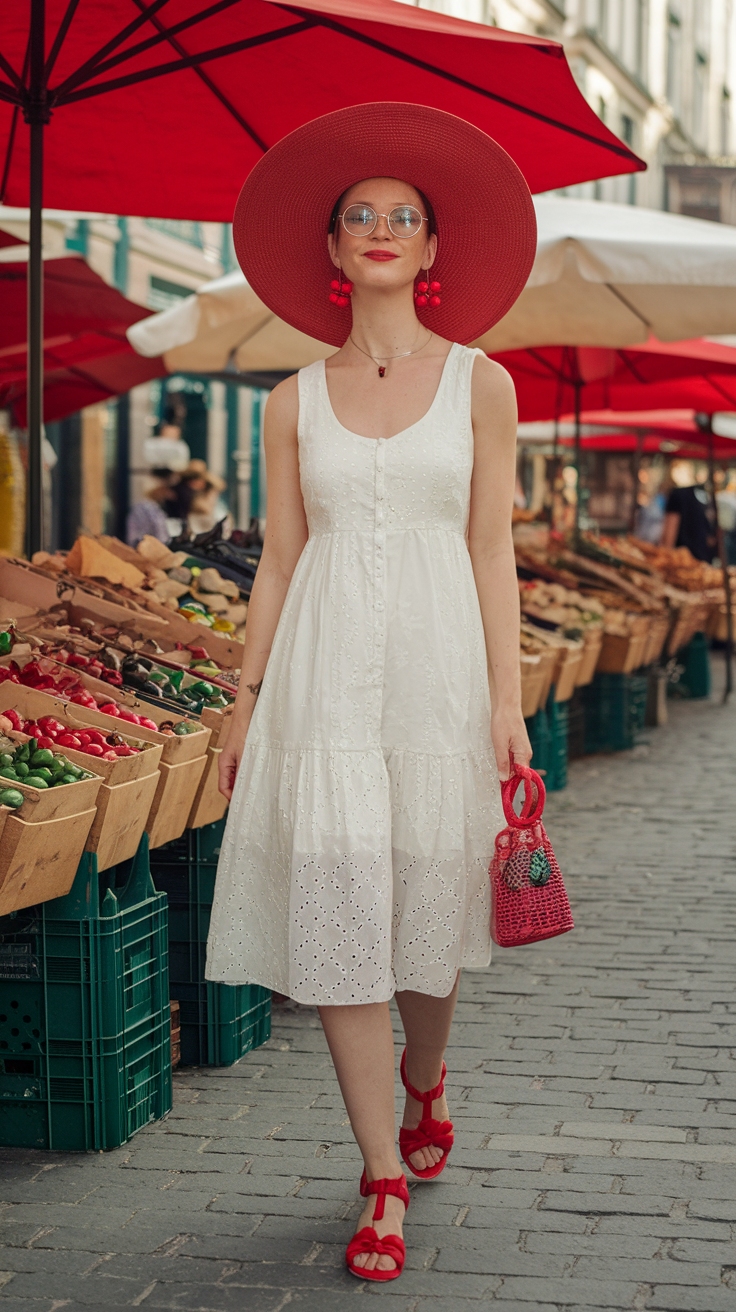 Stylish Red Hat Outfit Summer Inspirations outfit idea