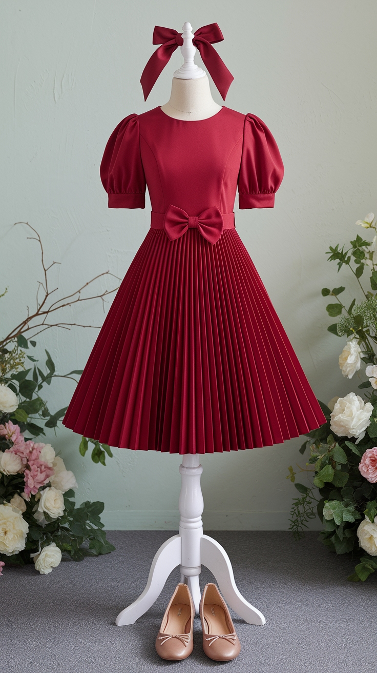 Gorgeous Red Pleated Dress Styles to Try outfit idea