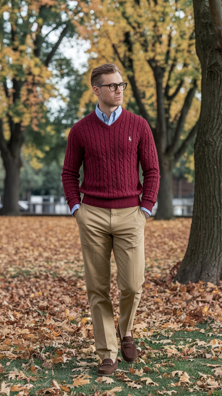 Effortless Elegance: Red Ralph Lauren Sweater Outfit outfit idea