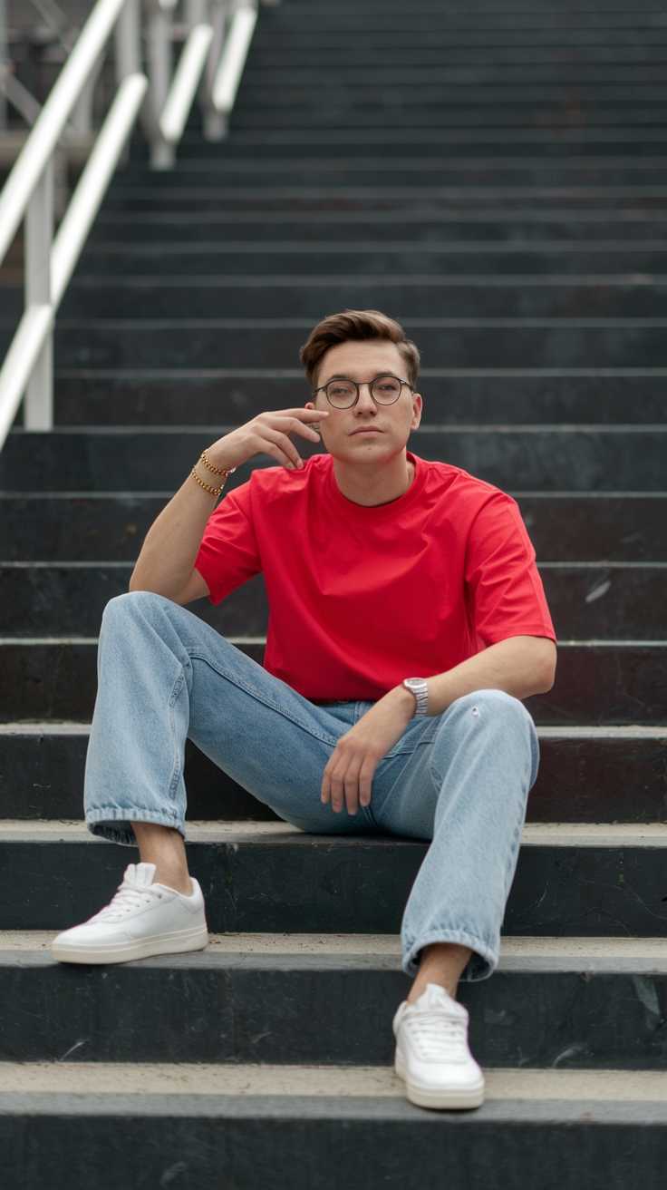 Creating a Relaxed Red Shirt Casual Outfit for Weekend Fun outfit idea