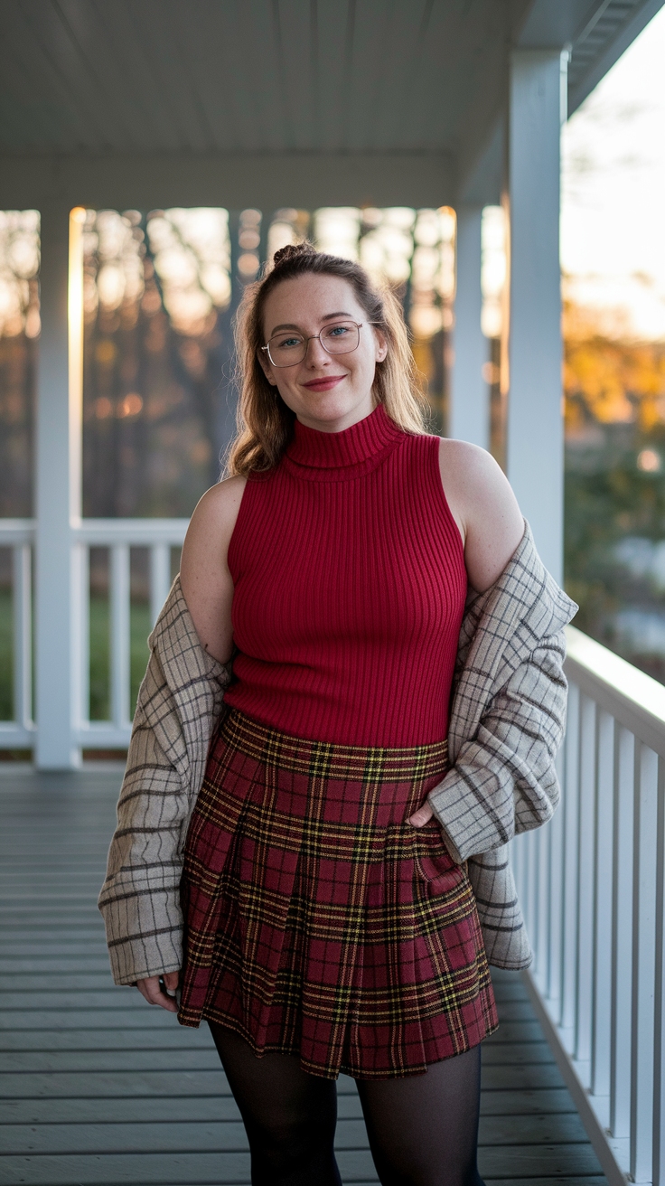 Chic Combinations for Red Sleeveless Turtleneck Outfit outfit idea