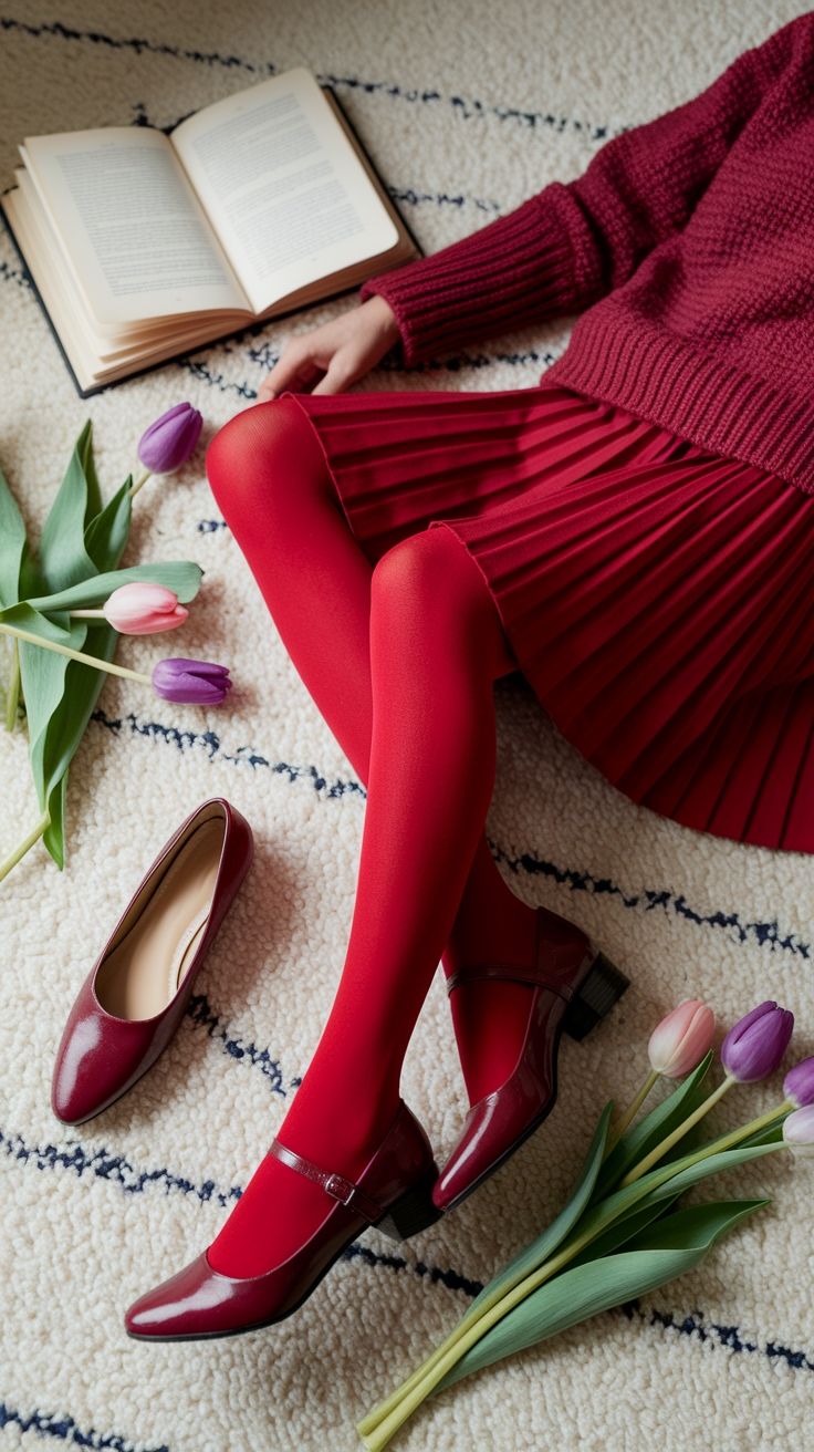 Creating a Chic Red Tights Outfit Aesthetic outfit idea