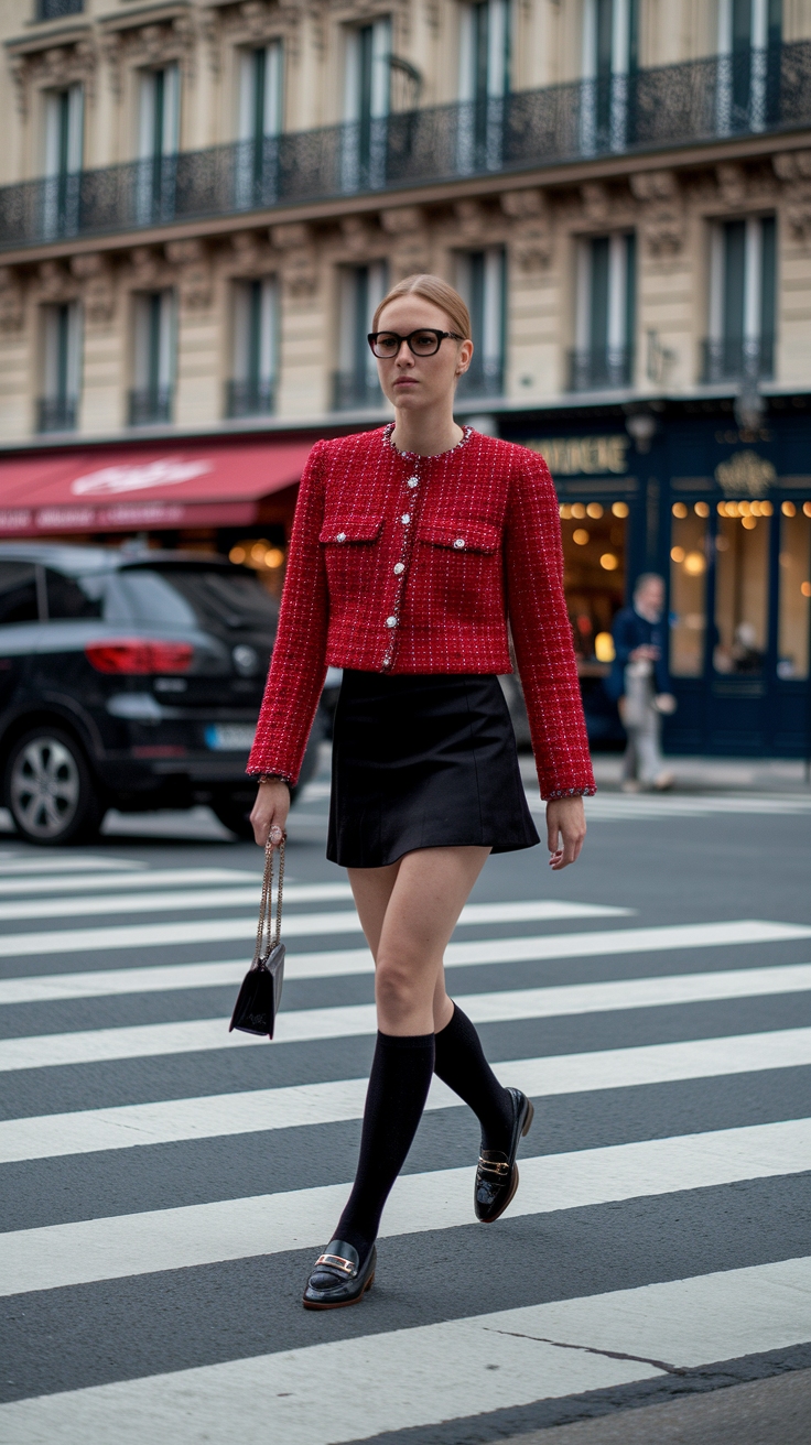 Timeless Appeal: Red Tweed Jacket Outfit You’ll Love outfit idea