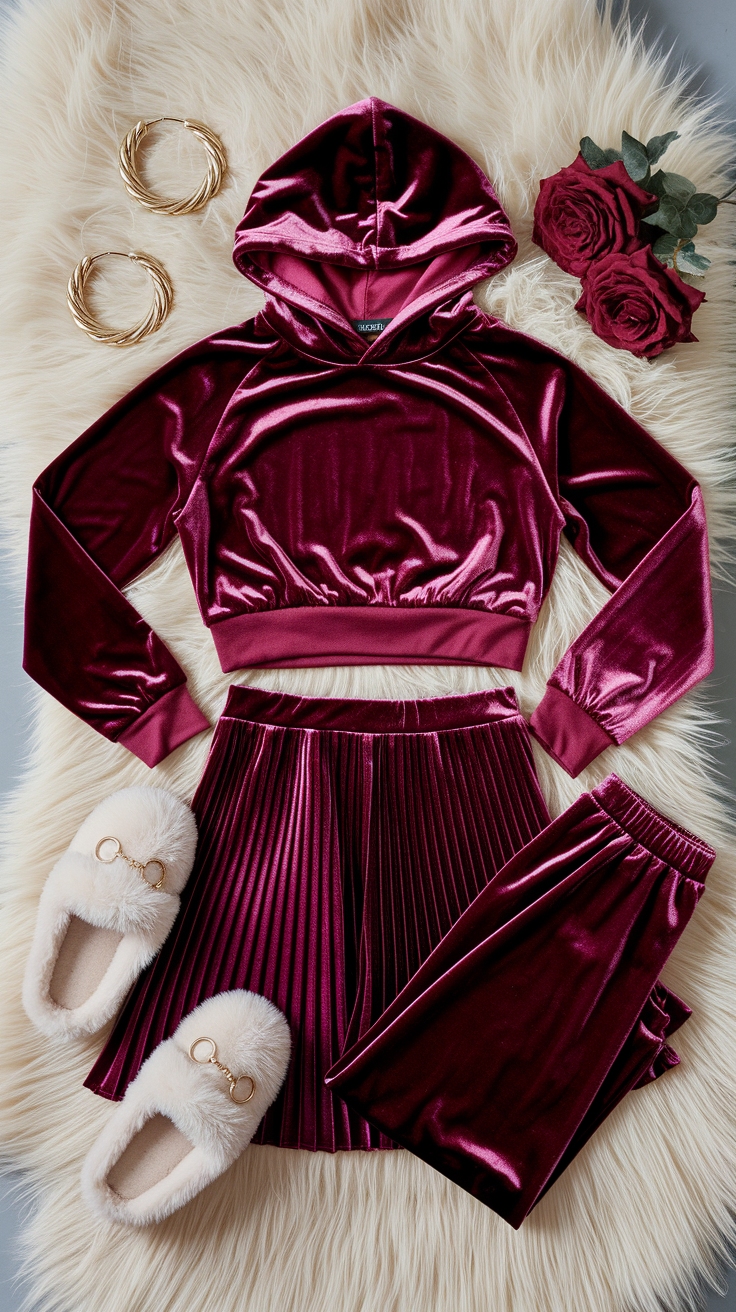 Luxurious Layers: Styling Red Velvet Clothes for Fall outfit idea