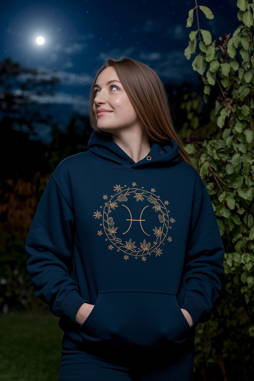 Zodiac Botanical Embroidered Hoodie: Wear Your Star Sign Love outfit idea